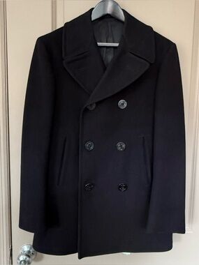 Vintage 1969 US Navy Peacoat Wool Kersey Jacket Vietnam Era Size 36R